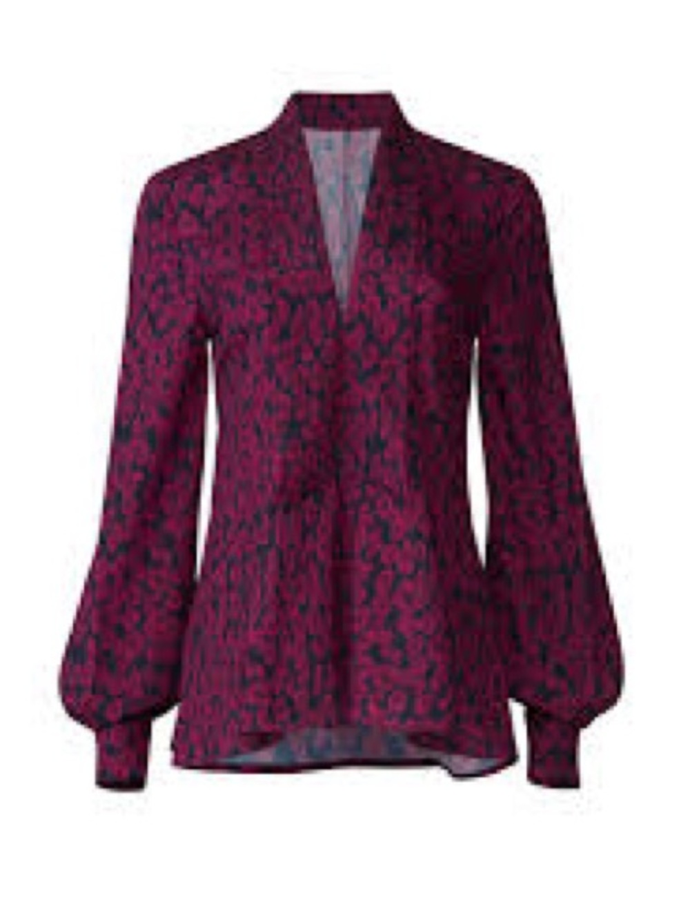 Derek Lam Wine and Black Leopard-Print V-Neck Blouse vintage